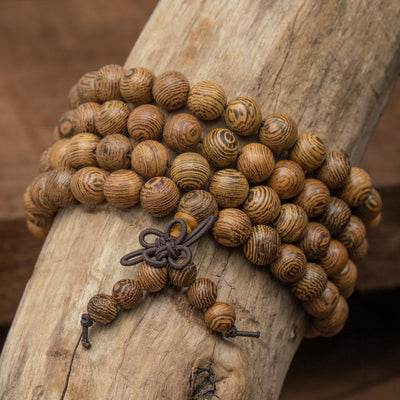 Tibetaanse Mala - Wengé-Hout - Ongelakt-Tibetaanse Mala-Zentana