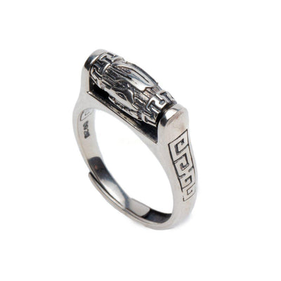 Tibetaanse Ring - 925 sterling zilver - Gebedswiel - Verstelbare Geluksring-Ring gebedswiel-Zentana