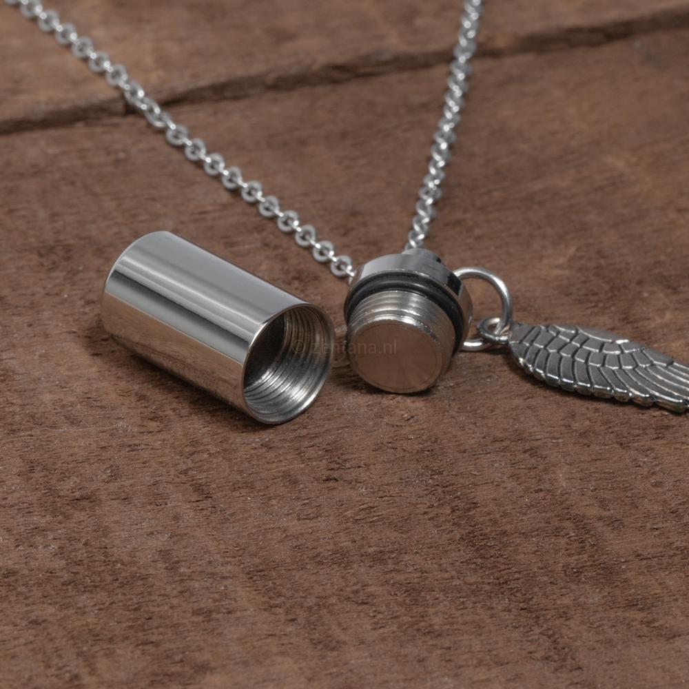 Urn As Ketting - Engel Vleugel RVS - Vrijheid-Urn as ketting-Zentana