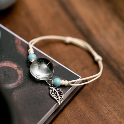 Wens Armband - Paardenbloem - Geblazen Glas-Paardebloem armband-Zentana