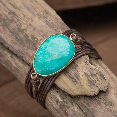 Wikkelarmband Amazoniet - Polygoon Geslepen - Balans & Rust-Wikkelarmband Amazoniet-Zentana