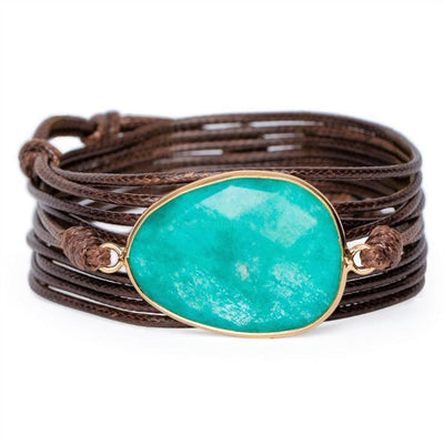 Wikkelarmband Amazoniet - Polygoon Geslepen - Balans & Rust-Wikkelarmband Amazoniet-Zentana