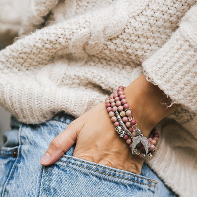 Wikkelarmband Bohemian Ibiza - Roze Rhodoniet - Engel Vleugels - Zelfliefde-Wikkelarmband rhodoniet-Zentana