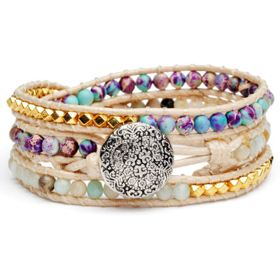 Wikkelarmband Bohemian - Imperial Jaspis & Amazoniet - Harmonie-Wikkelarmband imperial jaspis-Zentana