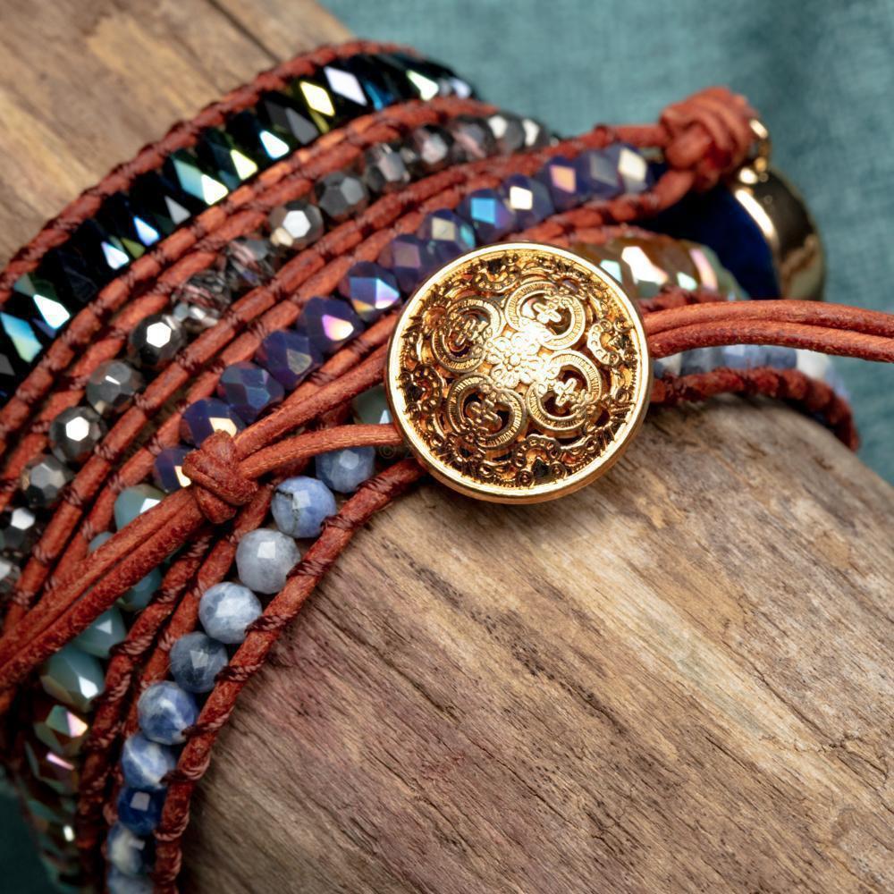 Wikkelarmband - Lapis Lazuli & Sodaliet - Grof Geslepen - Optimisme-Wikkelarmband lapis lazuli-Zentana