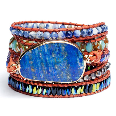 Wikkelarmband - Lapis Lazuli & Sodaliet - Grof Geslepen - Optimisme-Wikkelarmband lapis lazuli-Zentana