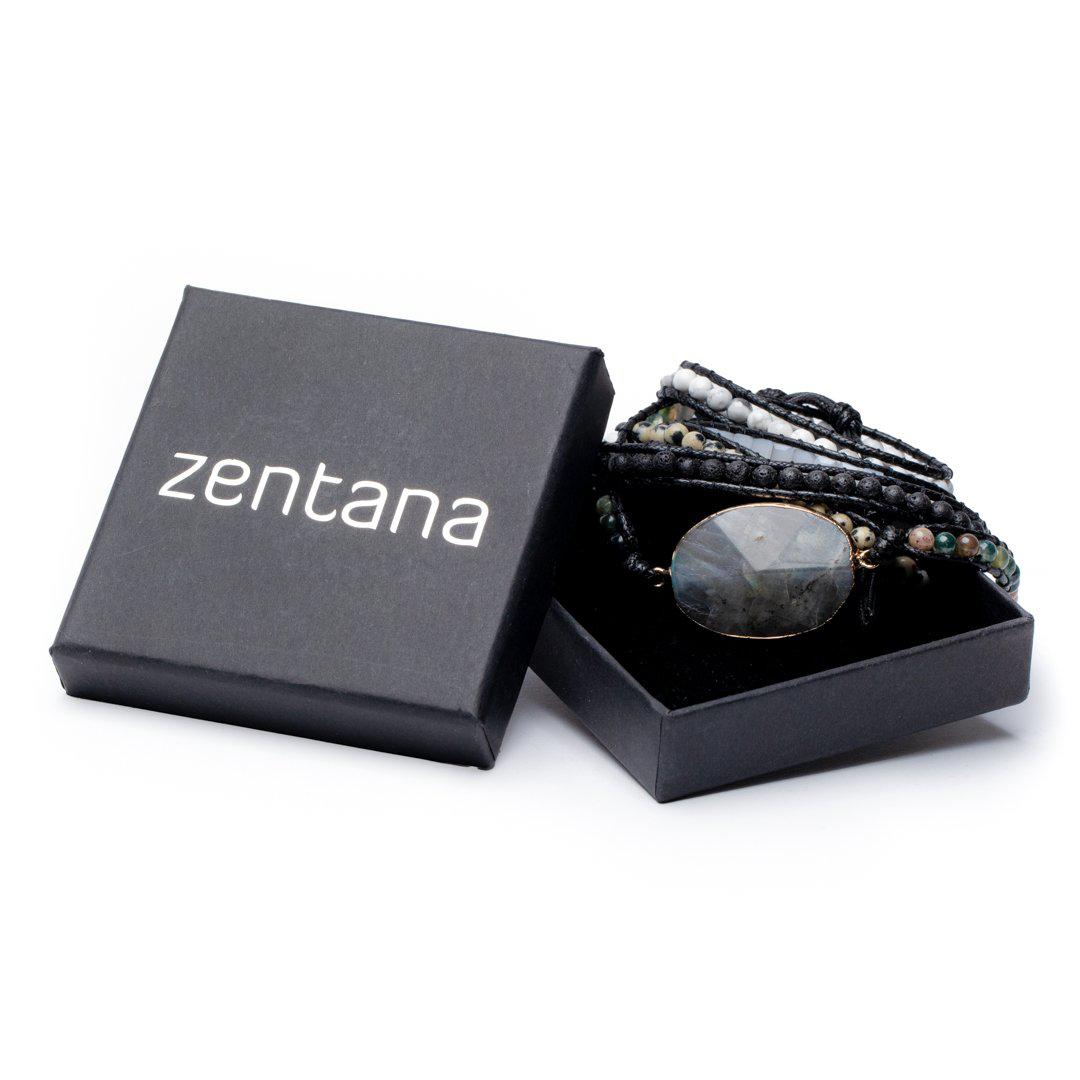 Wikkelarmband - Zwarte Maansteen - Grof Geslepen - Empathie-Wikkelarmband maansteen-Zentana