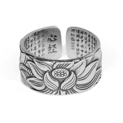 Zilveren Antique Plated Lotus Ring - Puur 999 Sterling Zilver - Verstelbaar-Lotus Ring-Zentana