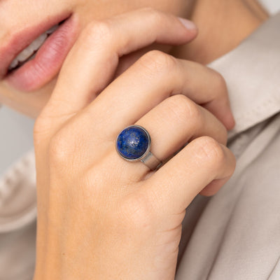 Lapis Lazuli Ring - Cabochon Edelsteen - RVS - Vriendschap