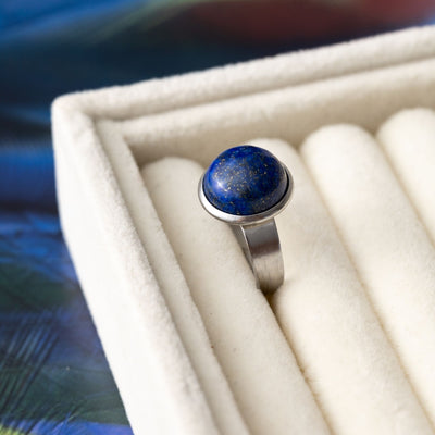 Lapis Lazuli Ring - Cabochon Edelsteen - RVS - Vriendschap