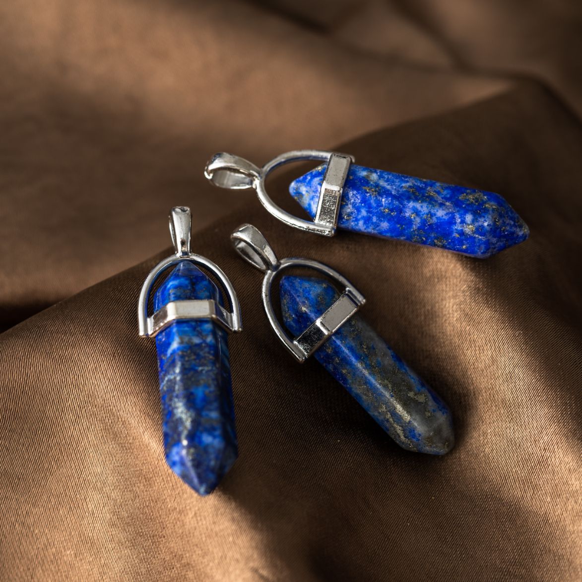 Dubbelpunt Hanger - Lapis Lazuli - Hexagonaal Geslepen - Communicatie