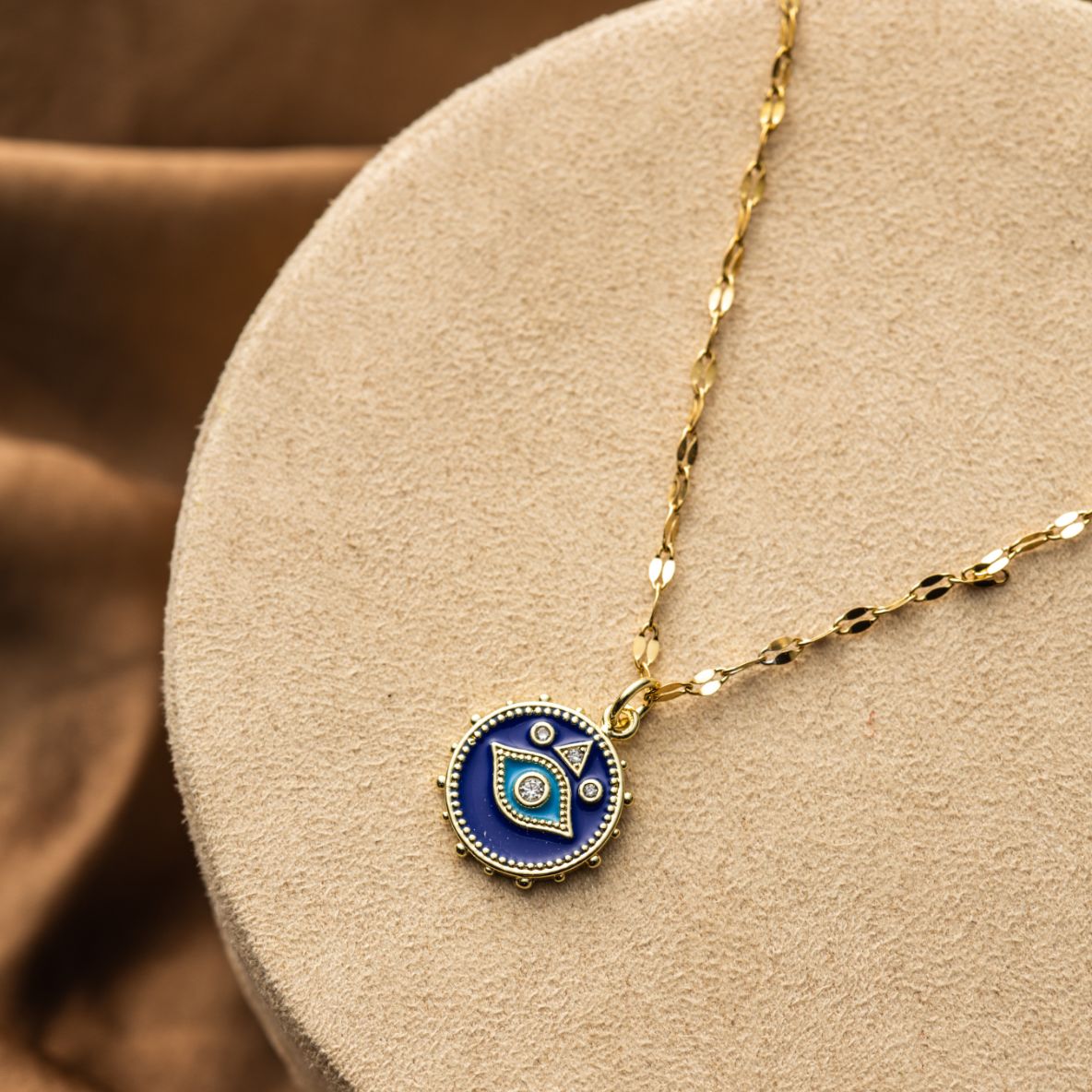 Boos Oog Ketting - Nazar Blauw - Goud Verguld