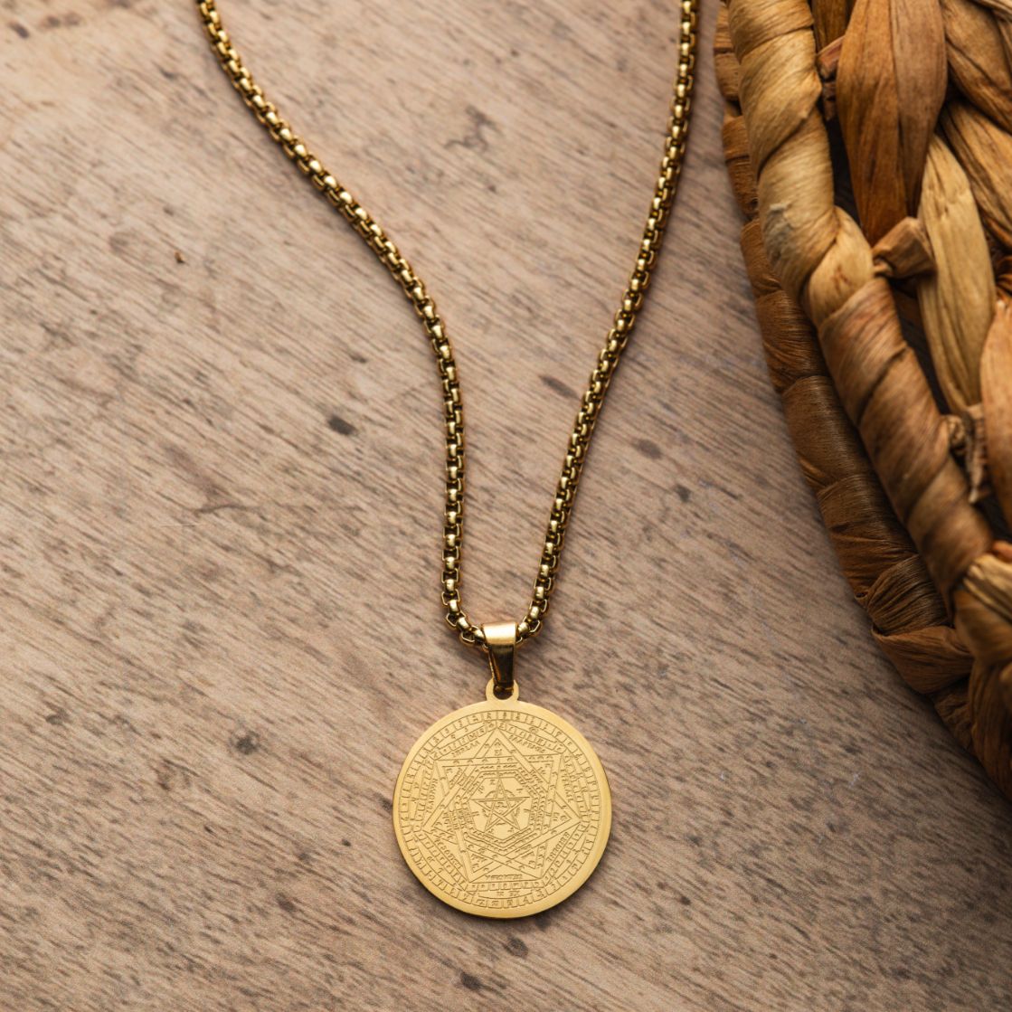 Ketting Aemeth Zegel - 7 Aartsengelen John Dee - RVS - Goud