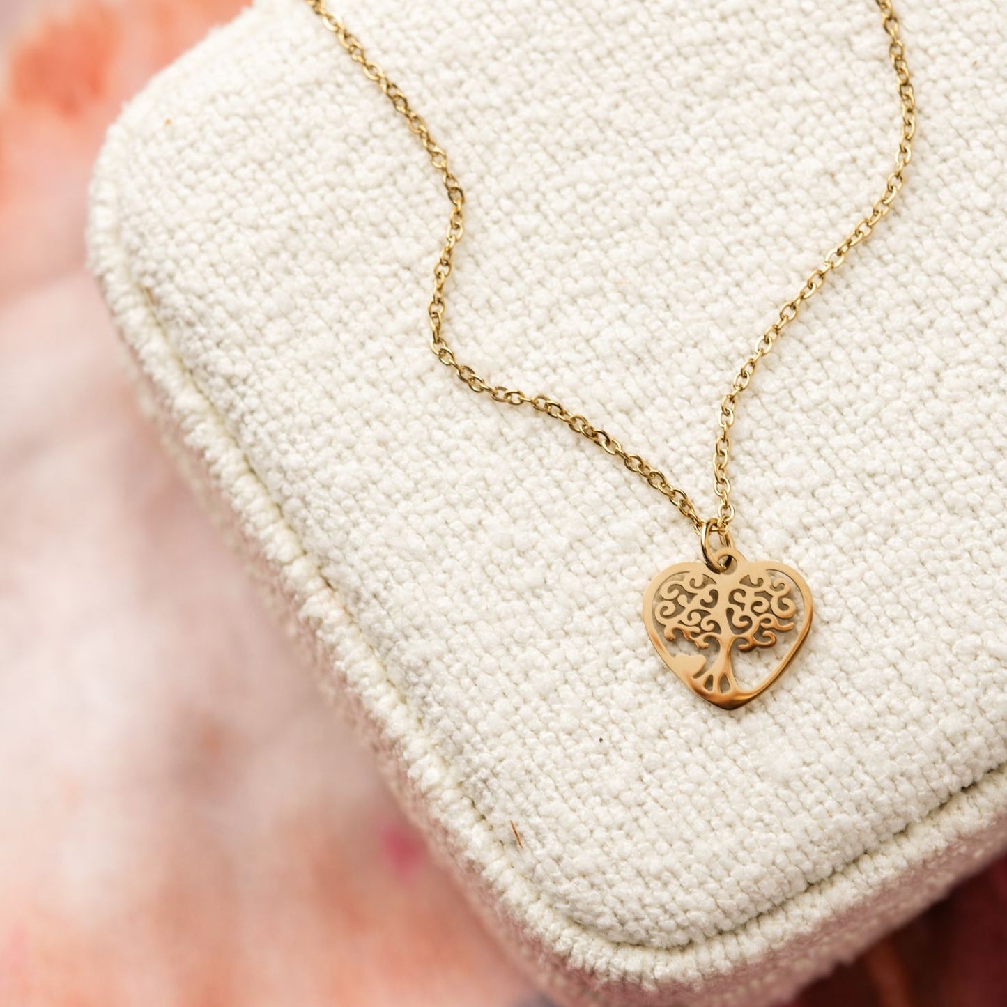 Tree of Life Ketting - Levensboom Hart - RVS - Goud