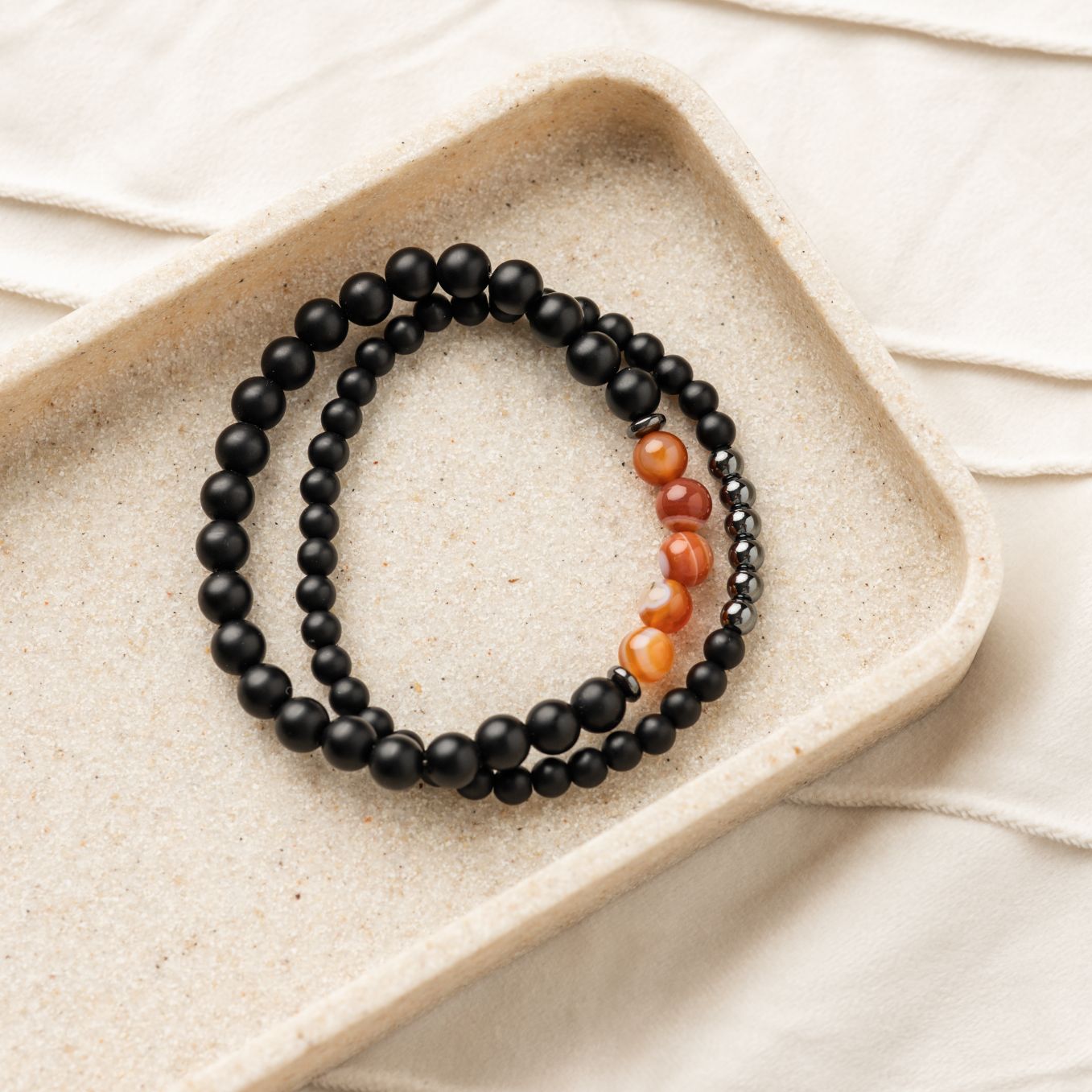 Set van 2 - Balans Armbanden - Onyx & Agaat - Doelgerichtheid