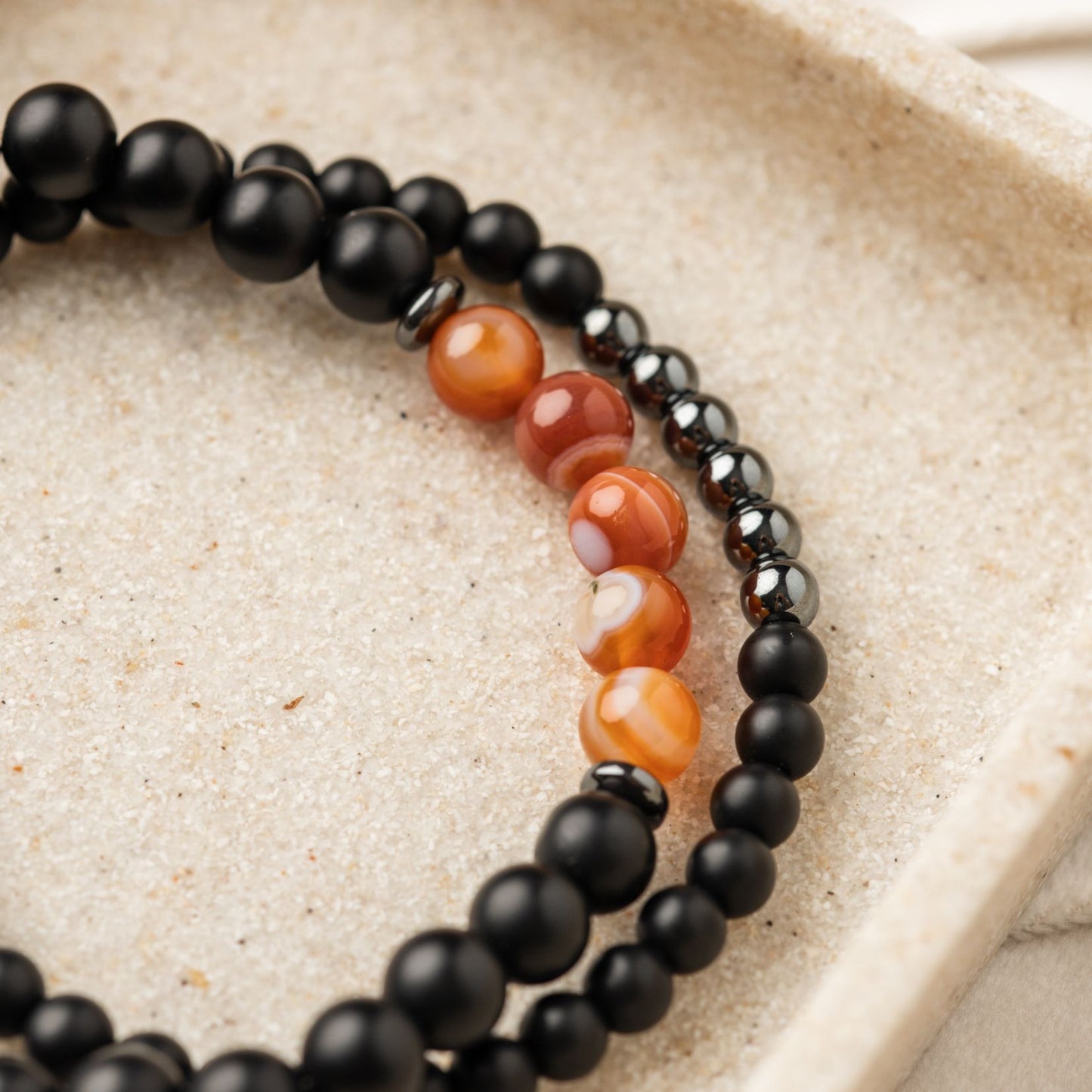 Set van 2 - Balans Armbanden - Onyx & Agaat - Doelgerichtheid