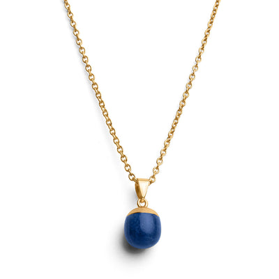 Lapis Lazuli Ketting & Hanger - Rond Geslepen - Gold Dipped - Creativiteit