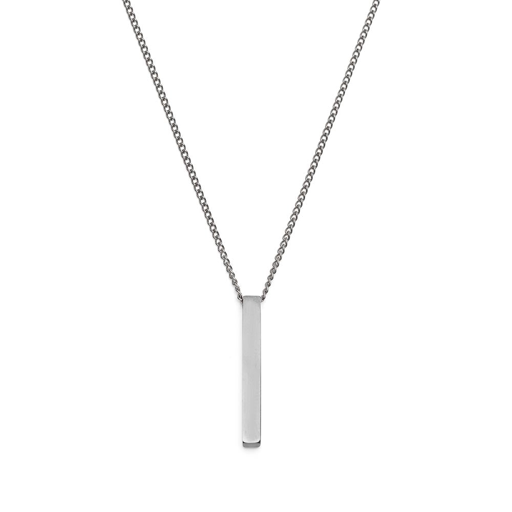 Minimalistische Ketting - Staaf Kubus Hanger - RVS - Zilver