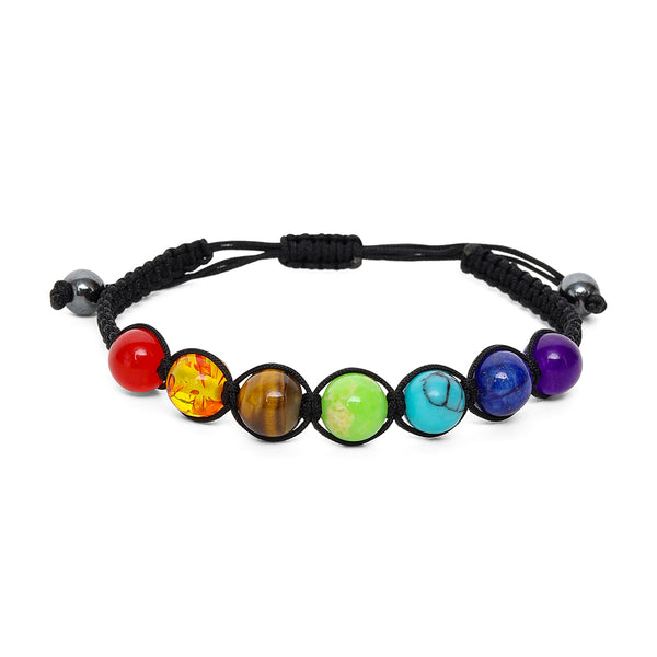 Malachiet edelsteen armband met 7 chakra kralen Malachiet edelsteen armband met 7 chakra kralen