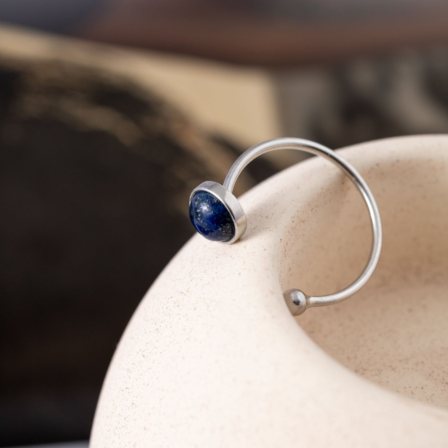 Lapis Lazuli Ring - 925 Sterling Zilver - Open Edelsteen Ring - Creativiteit