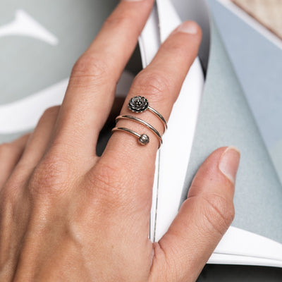 Ring Open Lotus - 925 Sterling Zilver - Doorzettingsvermogen