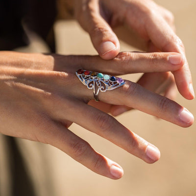 7 Chakra Ring - 7 Edelstenen - Verstelbaar-Chakra ring-Zentana