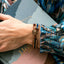 Boho Armband - Leer Koningsblauw - Jaspis Edelstenen - Handgemaakt - Daadkracht--Zentana