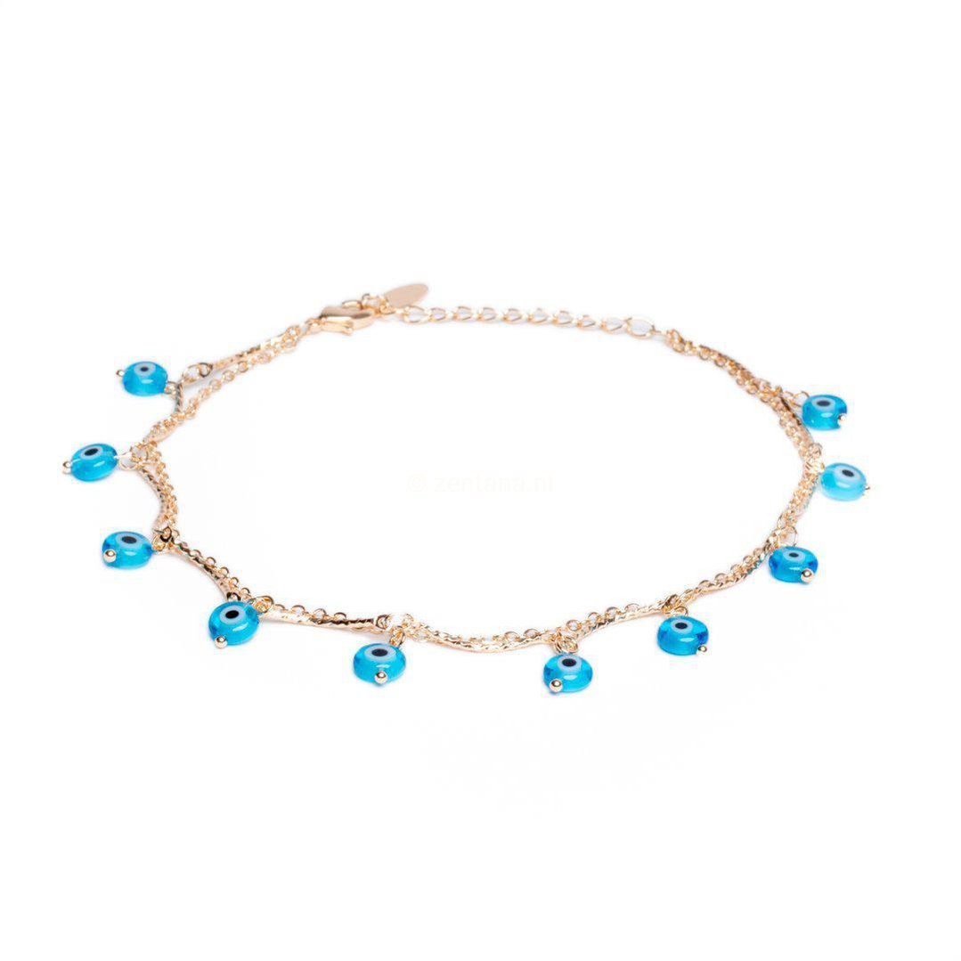 Enkelbandje - Voetenbandje Bedeltjes - Voetsieraad Boze Oogjes Oceaanblauw - Bescherming-Enkelbandje Boze Oog-Zentana