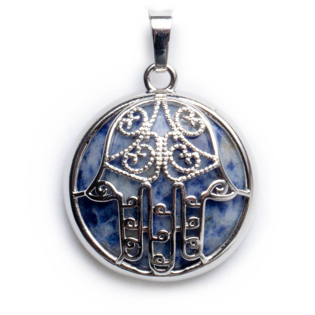 Ketting Hanger - Hamsa Gelukshandje - Sodaliet Edelsteen - Bescherming-Hamsa hanger sodaliet-Zentana