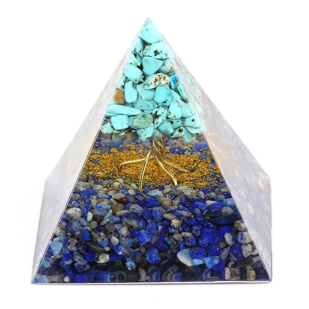 Orgonite Piramide - Turkoois & Lapis Lazuli Edelstenen - Orgon Levensboom--Zentana