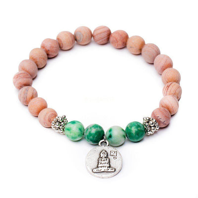 Rhodochrosiet Armband - Boeddha Bedeltje - Geduld-Armband rhodochrosiet-Zentana