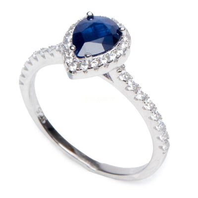 Ring Blauwe Saffier & Zirkonia’s - Sterling Zilver - Rhodium Verguld - Rijkdom-Ring blauwe saffier-6-Zentana