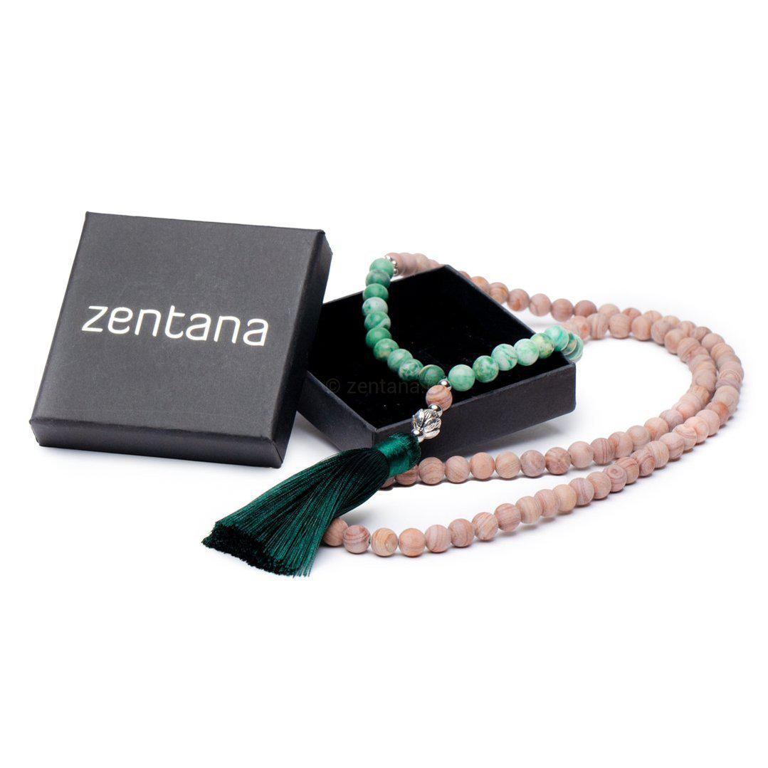 Set van 2 - Mala + Armband - Handgemaakte Ketting & Armband - Rhodochrosiet - Geluk-Mala ketting + armband-Zentana