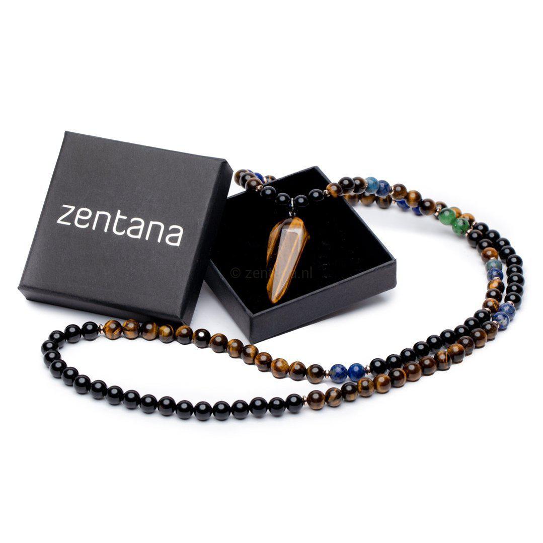 Set van 2 - Mala + Armband - Handgemaakte Ketting & Armband - Tijgeroog - Intuïtie-Mala ketting + armband-Zentana