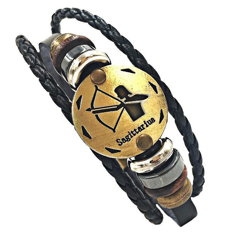 ALTCIRNMD Twaalf sterrenbeeld sterrenhemel armband - koppels zwarte kralen verstelbare polsband Zodiac Badge Bangle, charme retro mode-sieraden accessoires verjaardag vriendschap geschenken ALTCIRNMD Twaalf sterrenbeeld sterrenhemel armband - koppels zwarte kralen verstelbare polsband Zodiac Badge Bangle, charme retro mode-sieraden accessoires verjaardag vriendschap geschenken