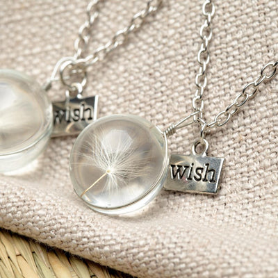 Wens Ketting - Paardenbloem Wish - Geblazen Glas-Paardebloem ketting-Zentana