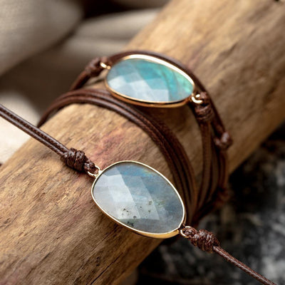 Wikkelarmband Balans - Labradoriet Geslepen - Rust-Wikkelarmband-Zentana